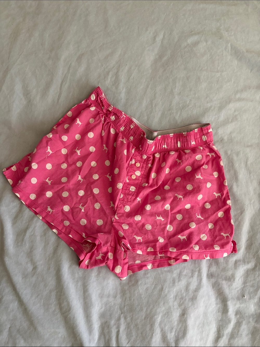 PINK Victoria's Secret Hot Pink Polka Dot Athletic Shorts